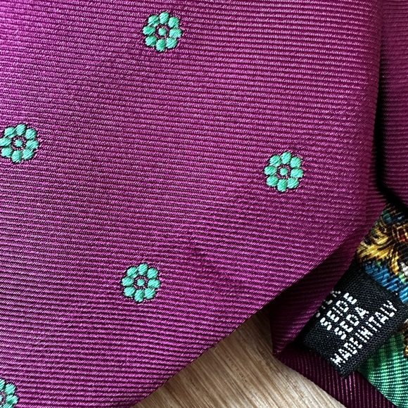 Eton Tie - Made in Italy - Purple with Green Floral Pattern - Picture 6 of 6